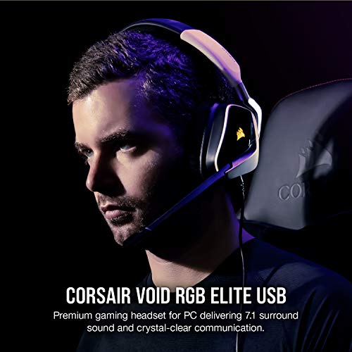 سماعة رأس Corsair VOID RGB ELITE اللاسلكية للألعاب - صوت محيطي 7.1 - معتمدة من Discord - متوافقة مع iCUE - للكمبيوتر الشخصي، ماك، PS5، PS4 - بيضاء