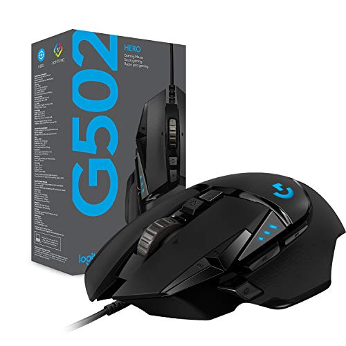 ماوس الألعاب السلكي عالي الأداء Logitech G502 HERO، مستشعر HERO 25K، 25,600 DPI، RGB، أوزان قابلة للتعديل، 11 زرًا قابلًا للبرمجة، ذاكرة مدمجة، PC / Mac