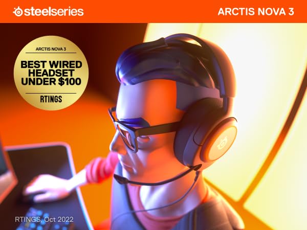 سماعة الألعاب متعددة المنصات SteelSeries New Arctis Nova 3 - صوت Arctis المميز - ميكروفون ClearCast Gen 2 - PC، PS5/PS4، Xbox Series X|S، سويتش، موبايل، أسود