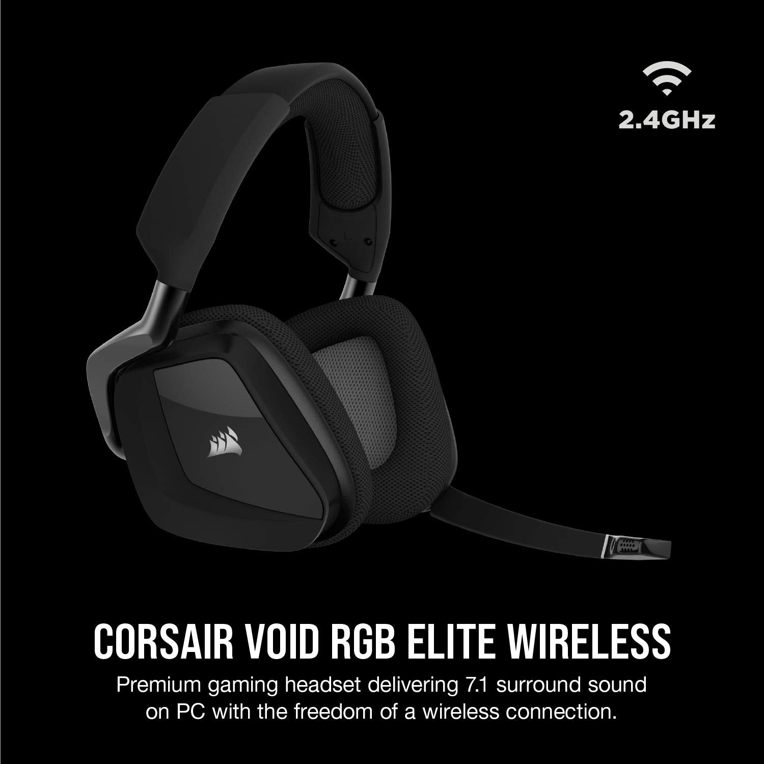 سماعة رأس Corsair VOID RGB ELITE اللاسلكية للألعاب - صوت محيطي 7.1 - معتمدة من Discord - متوافقة مع iCUE - للكمبيوتر الشخصي، ماك، PS5، PS4 - بيضاء