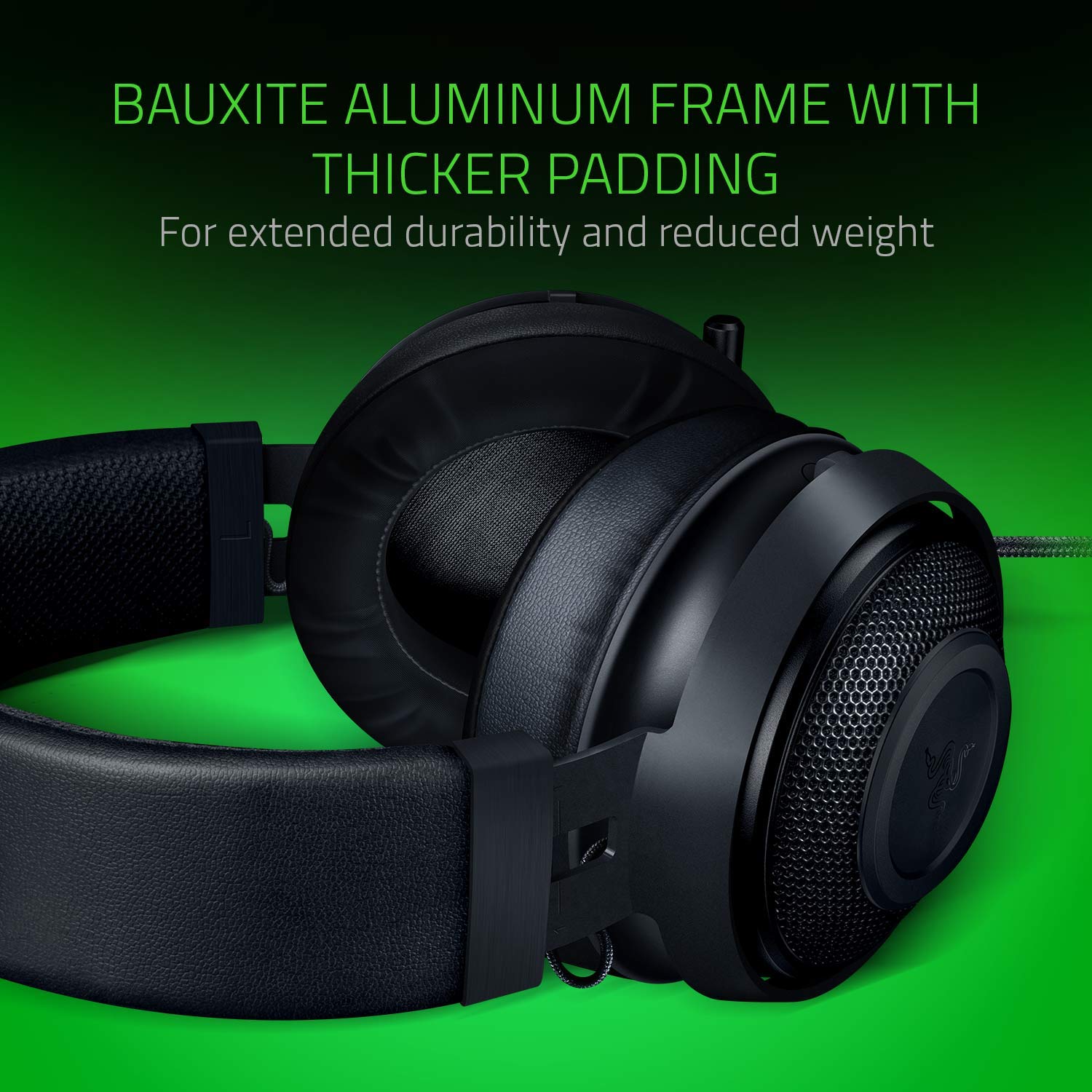 سماعة الألعاب Razer Kraken: إطار ألمنيوم خفيف الوزن - ميكروفون عازل للضوضاء قابل للسحب - للكمبيوتر الشخصي، PS4، PS5، سويتش، Xbox One، Xbox Series X & S، الهاتف المحمول - مقبس سماعة 3.5 مم - أسود/أزرق