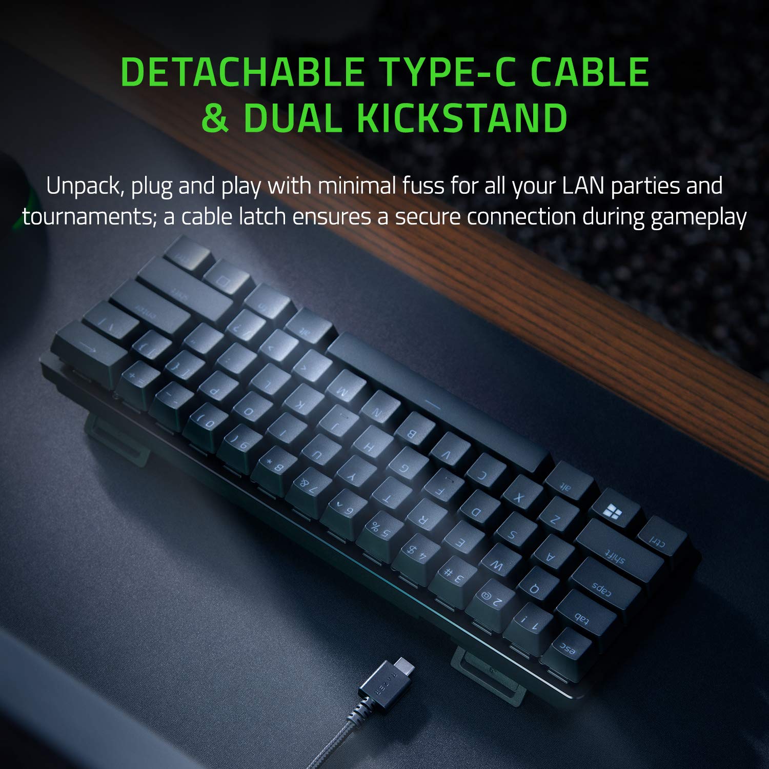 لوحة مفاتيح الألعاب Razer Huntsman Mini 60%: مفاتيح لوحة مفاتيح سريعة - مفاتيح بصرية نقرة - إضاءة Chroma RGB - مفاتيح PBT - ذاكرة مدمجة - Snap Tap - أبيض