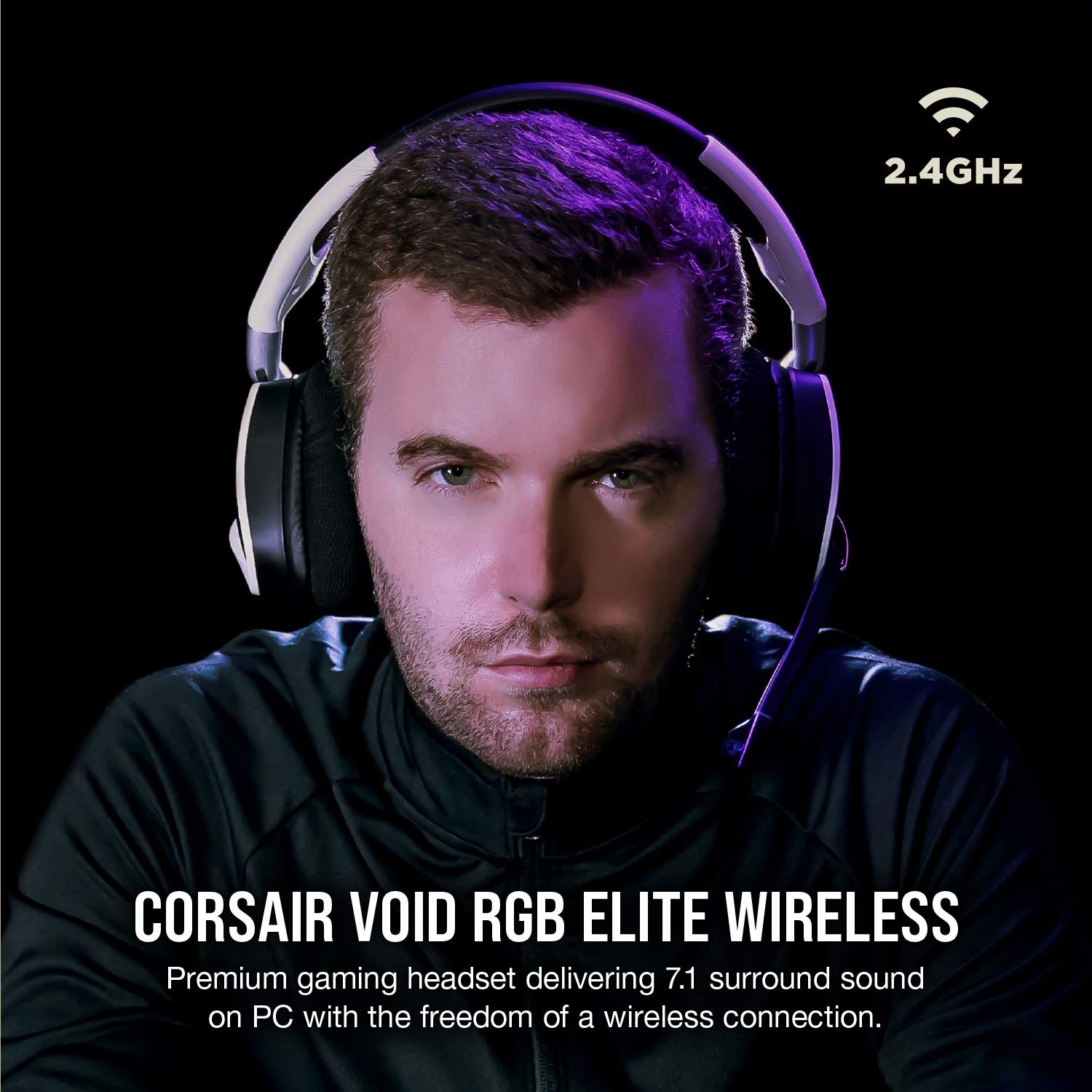 سماعة رأس Corsair VOID RGB ELITE اللاسلكية للألعاب - صوت محيطي 7.1 - معتمدة من Discord - متوافقة مع iCUE - للكمبيوتر الشخصي، ماك، PS5، PS4 - بيضاء