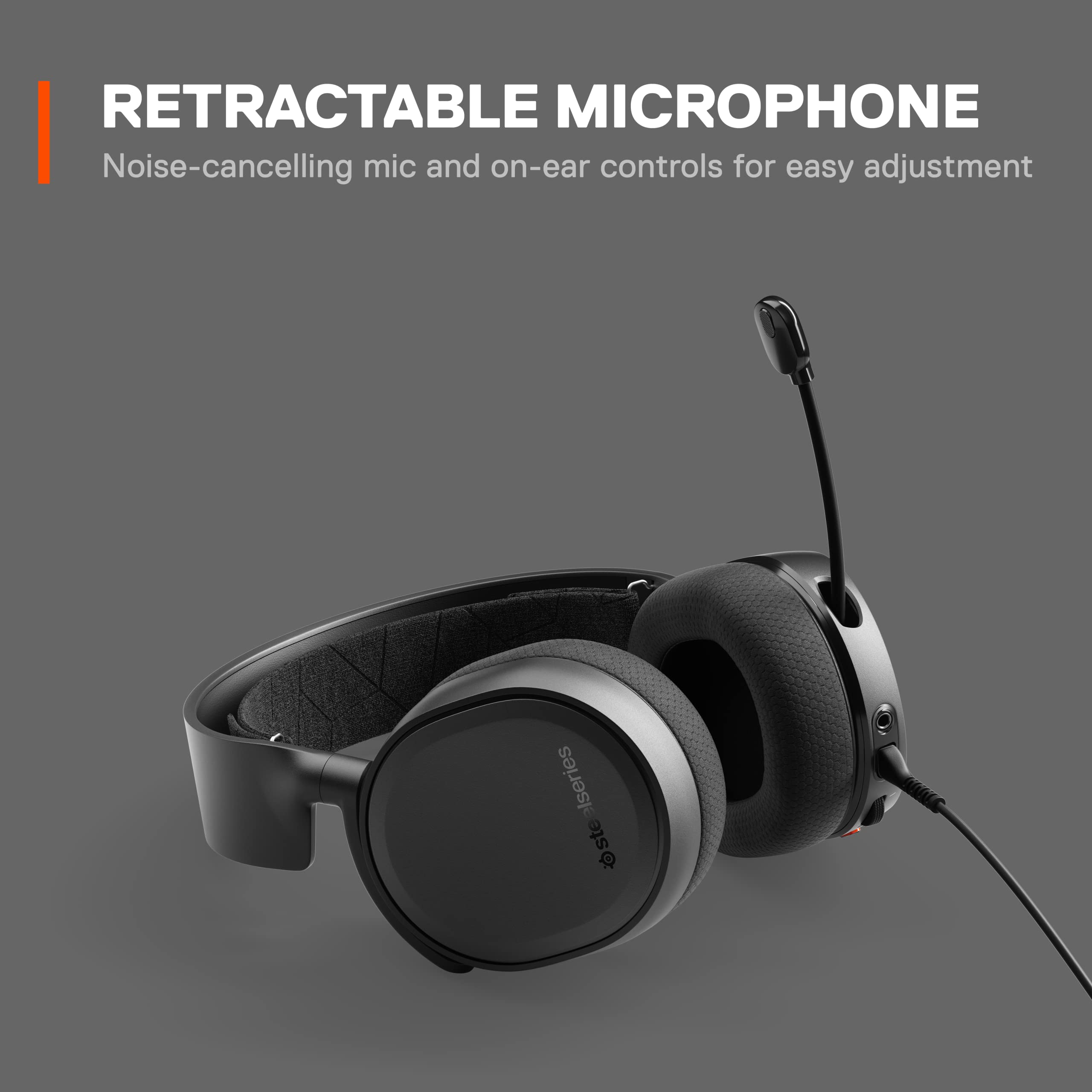 سماعة الألعاب متعددة الأنظمة SteelSeries Arctis Nova 1P — محركات Hi-Fi — صوت مكاني 360° — تصميم مريح — متينة — خفيفة الوزن — ميكروفون مانع للضوضاء — PS5/PS4، PC، Xbox، Switch - أبيض