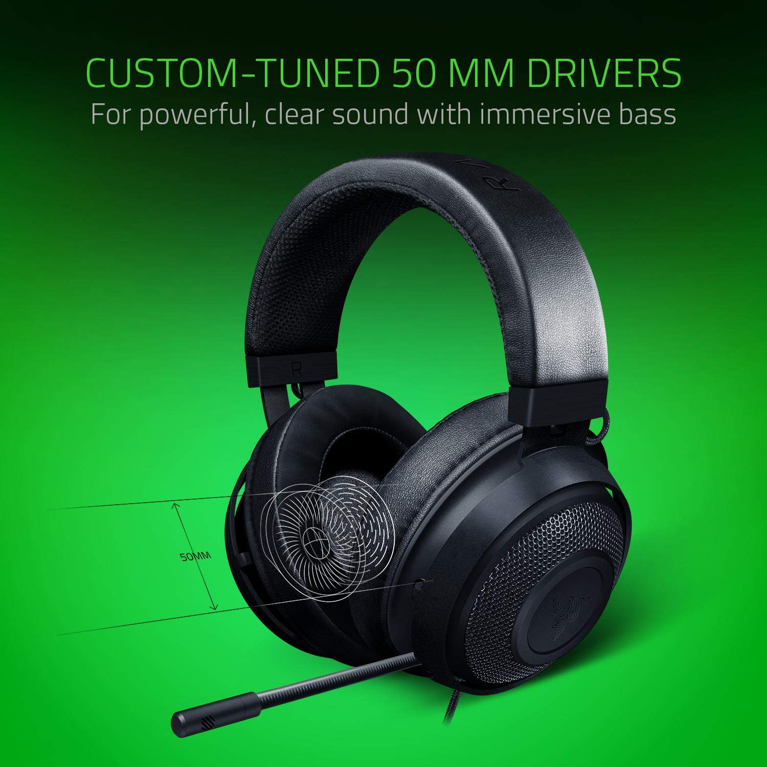 سماعة الألعاب Razer Kraken: إطار ألمنيوم خفيف الوزن - ميكروفون عازل للضوضاء قابل للسحب - للكمبيوتر الشخصي، PS4، PS5، سويتش، Xbox One، Xbox Series X & S، الهاتف المحمول - مقبس سماعة 3.5 مم - أسود/أزرق