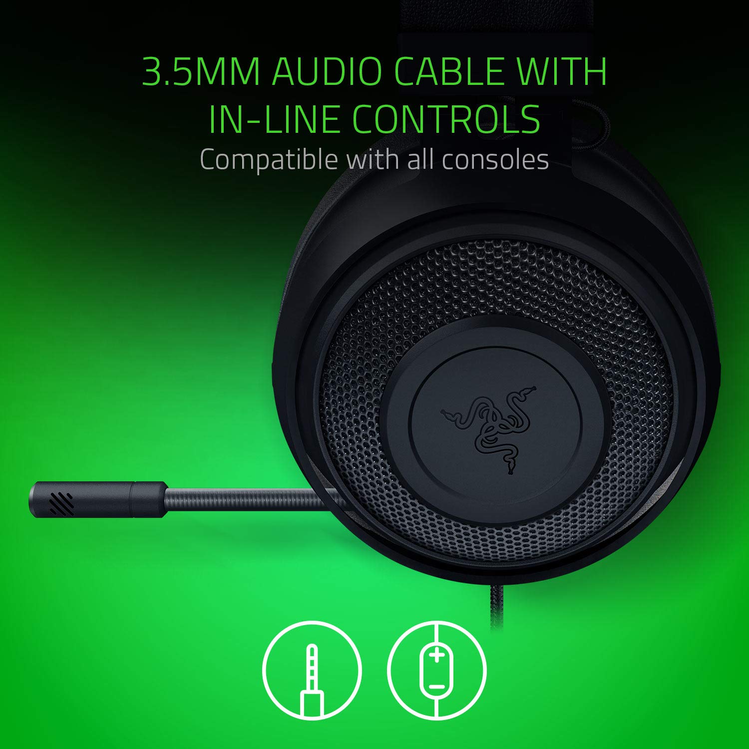 سماعة الألعاب Razer Kraken: إطار ألمنيوم خفيف الوزن - ميكروفون عازل للضوضاء قابل للسحب - للكمبيوتر الشخصي، PS4، PS5، سويتش، Xbox One، Xbox Series X & S، الهاتف المحمول - مقبس سماعة 3.5 مم - أسود/أزرق