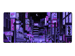 Dark Purple Japanese Anime Retro Vaporwave Mouse Mat Computer Lap Desk Anime Mouse Pad Kawaii Large Gaming Pad for Keyboard QDH