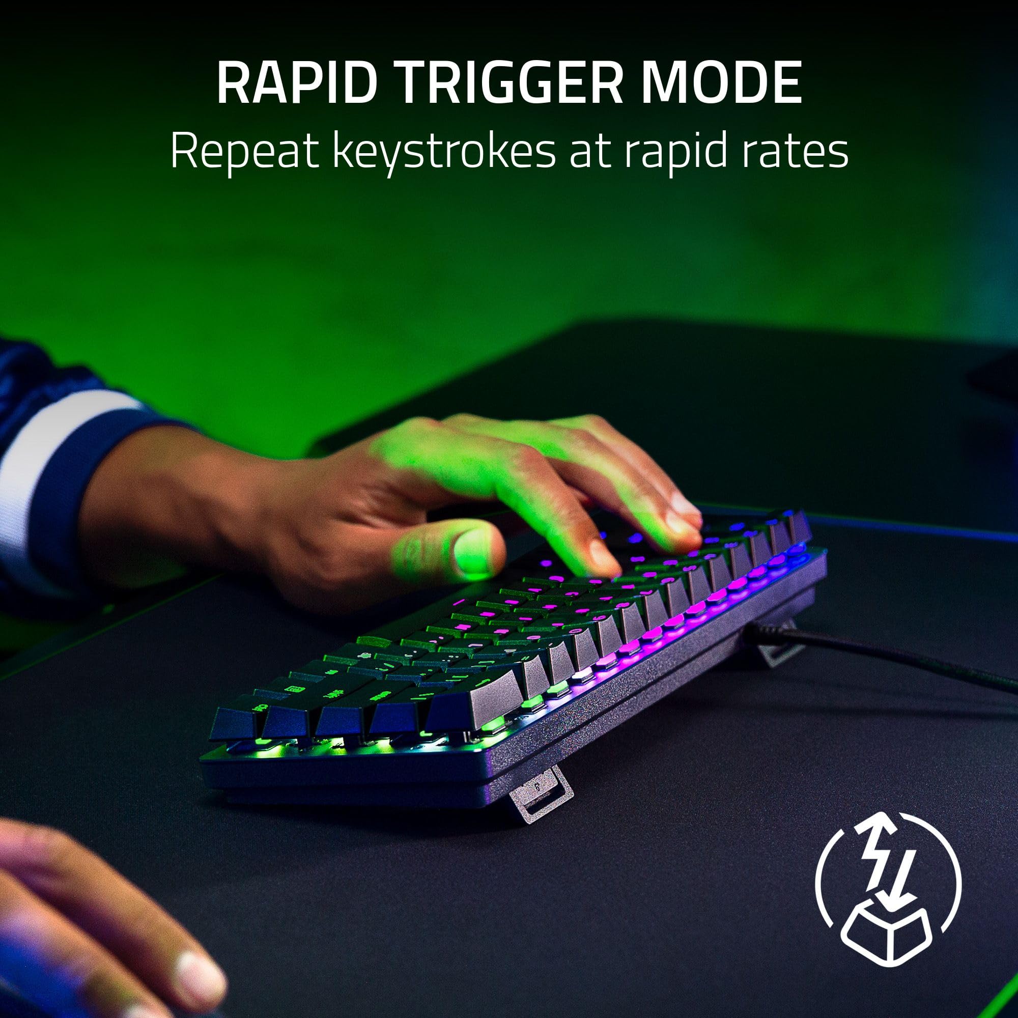 لوحة مفاتيح الألعاب Razer Huntsman Mini 60%: مفاتيح لوحة مفاتيح سريعة - مفاتيح بصرية نقرة - إضاءة Chroma RGB - مفاتيح PBT - ذاكرة مدمجة - Snap Tap - أبيض