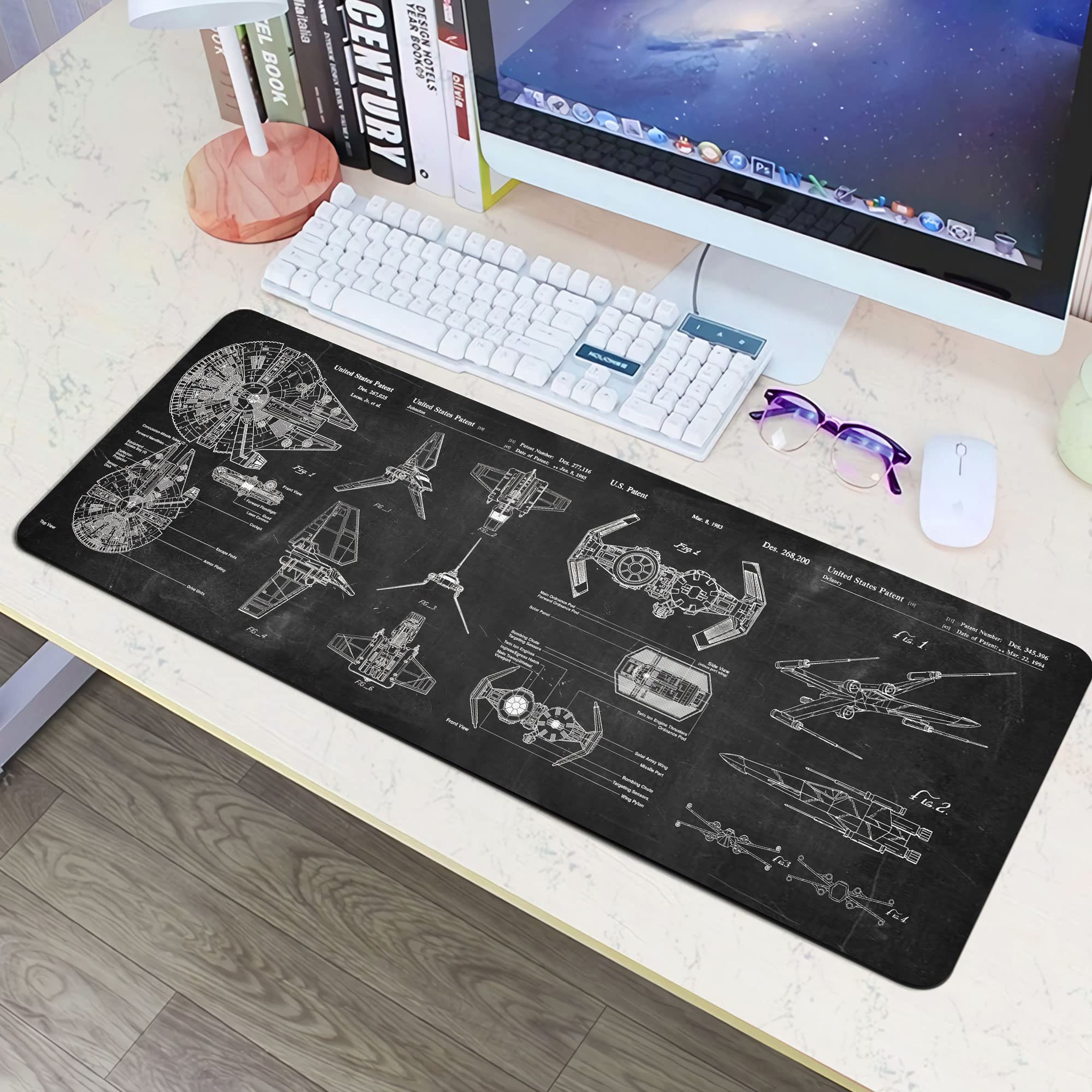 Dark Purple Japanese Anime Retro Vaporwave Mouse Mat Computer Lap Desk Anime Mouse Pad Kawaii Large Gaming Pad for Keyboard QDH