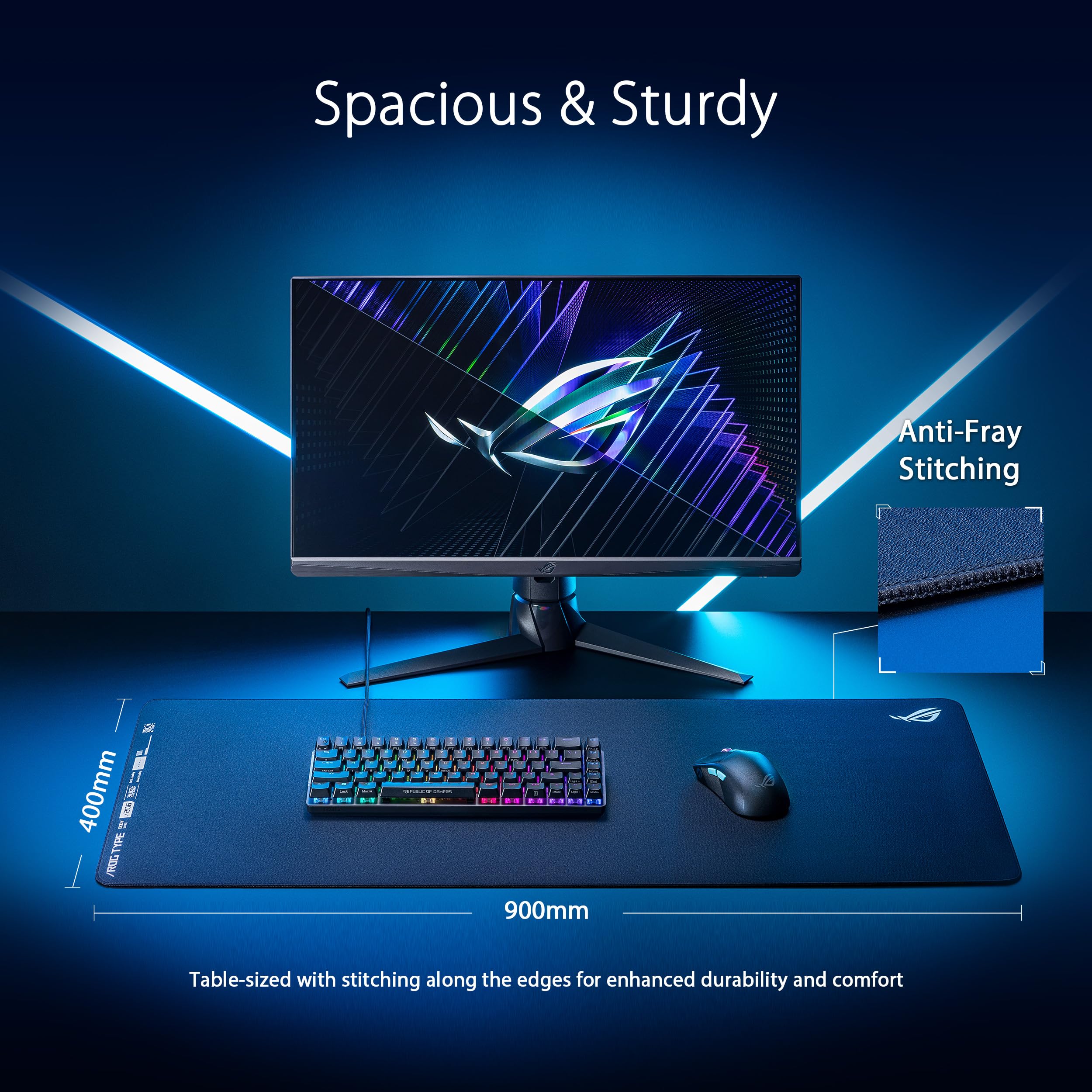 ماوس باد ASUS ROG Hone Ace Aim Lab Edition، 508 × 420 × 3 مم، حجم كبير، ناعم، مادة قماش هجينة، قاعدة مطاطية غير قابلة للانزلاق، للألعاب الإلكترونية و FPS، أسود